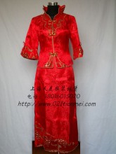 长袖红色礼仪旗袍