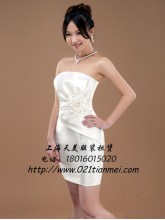 大花朵抹胸短款礼服