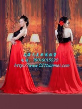 黑红韩版高腰长款礼服
