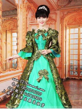 绿色女士欧洲贵族宫廷服装