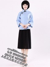 蓝色棉布五四青年学生女装